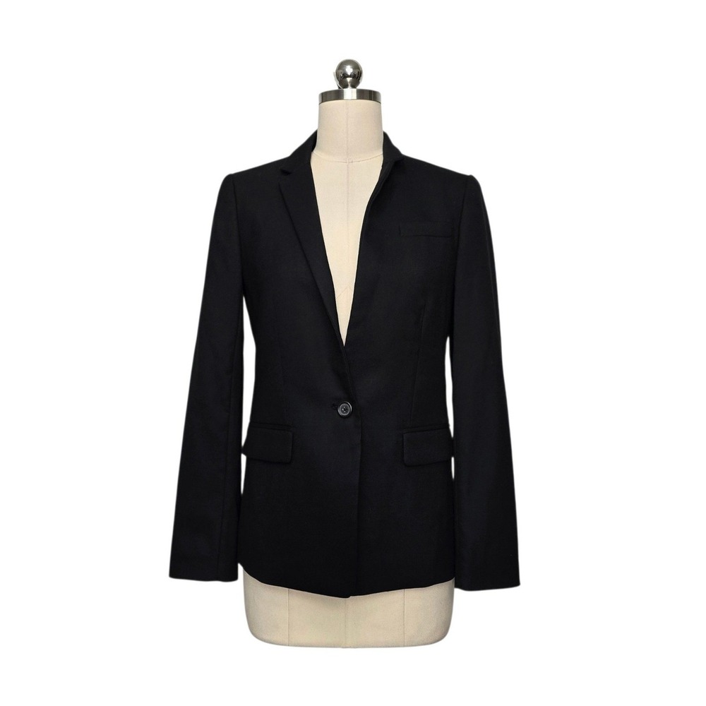 J.Crew Regent Blazer Black Wool Blend Single Button Tailored Jacket Size 4